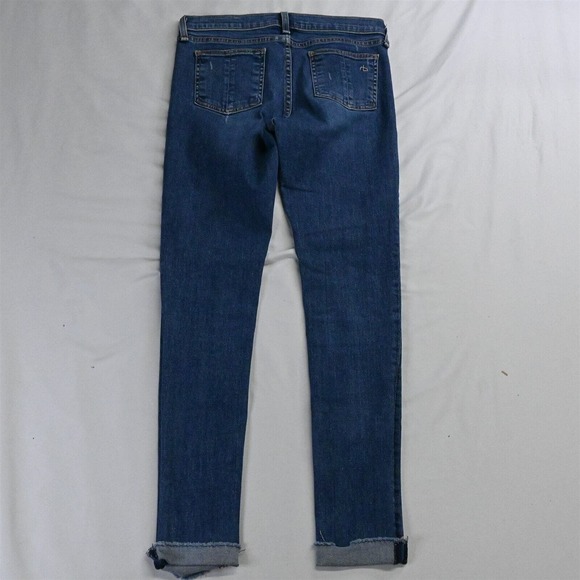 Rag + Bone 27 Skinny Medium Destroyed Raw Hem Stretch Denim Jeans - Picture 5 of 5